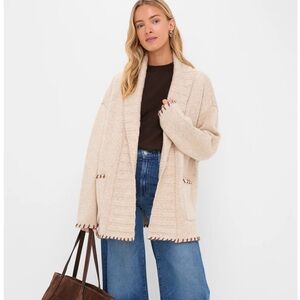 NWT TUCKERNUCK Sandstone Heather and Brown Blanket Stitch Harrow Cardigan XXL